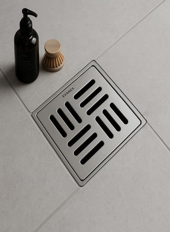 EVANEX EVANEX Floor Drainer for Bathroom | 6x6 Inch 304 Grade Stainless Steel Drain Jali | Shower Drainer for Bathroom | Waste Water Floor Drain | Drainer with Cockroach Trap | Drain Channel Jali - Image 1